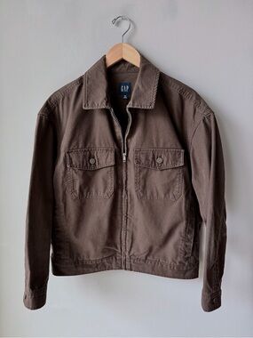 GAP Men's Brown Military Zip-Up Field Jacket